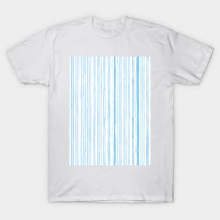 pastel striped pattern brush strokes. blue linen textured T-Shirt